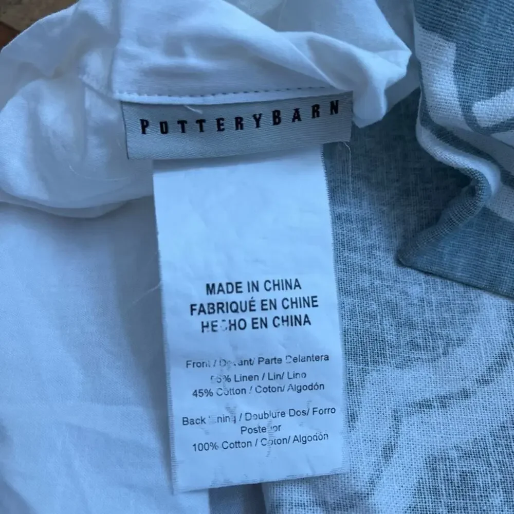Pottery Barn Kendra Trellis Linen Blend Curtain Panel 50 x 96 in Gray/Blue